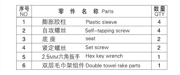 HF-26302-24雙毛巾杆（gǎn）零件種類