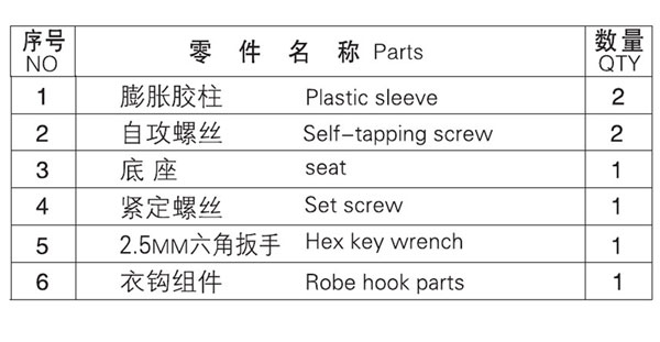 HF-92311衣鉤零（líng）件名稱